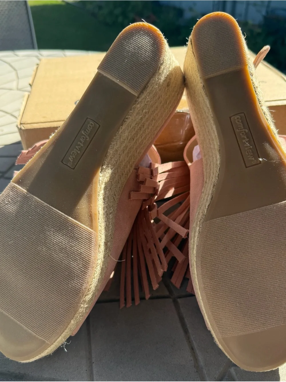 Fringe Wedge Sandals - Pink/Dusty Rose Size11 - Picture 4 of 4